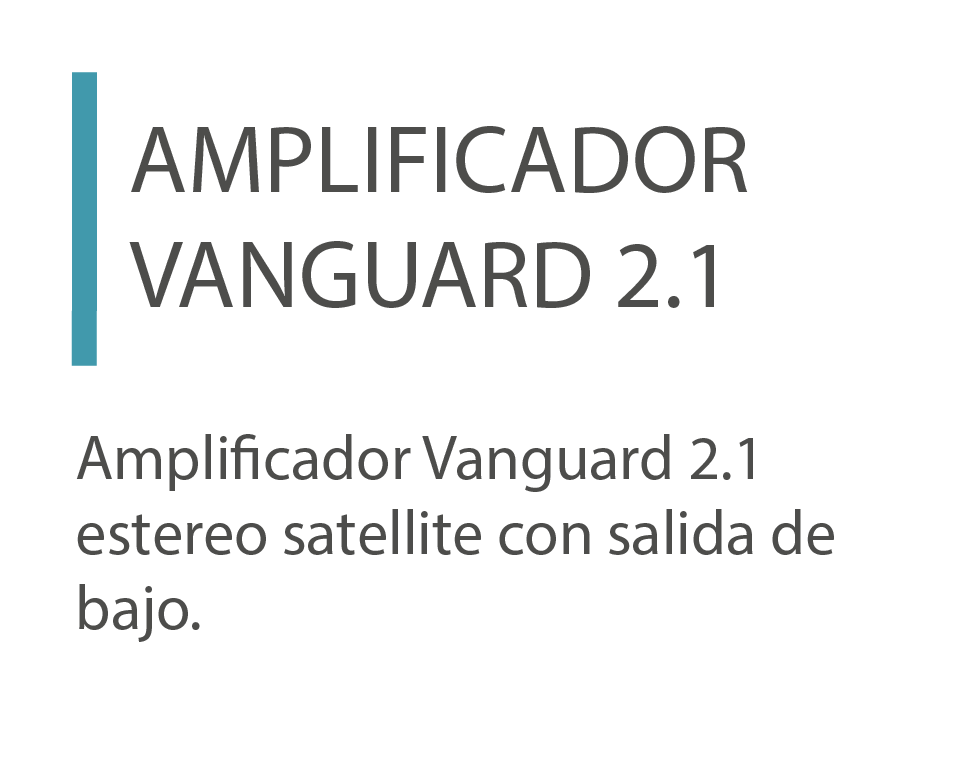 Amplificador Vanguard 2.1, amplificador multicanal, Amplificador estereo satellite con salida de bajo, Vanguard, Sonido, Amplificadores Multicanal<br />
